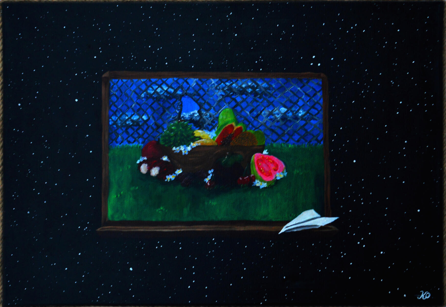 "view, us . 2025 . acrylic paint. "28" x 19".